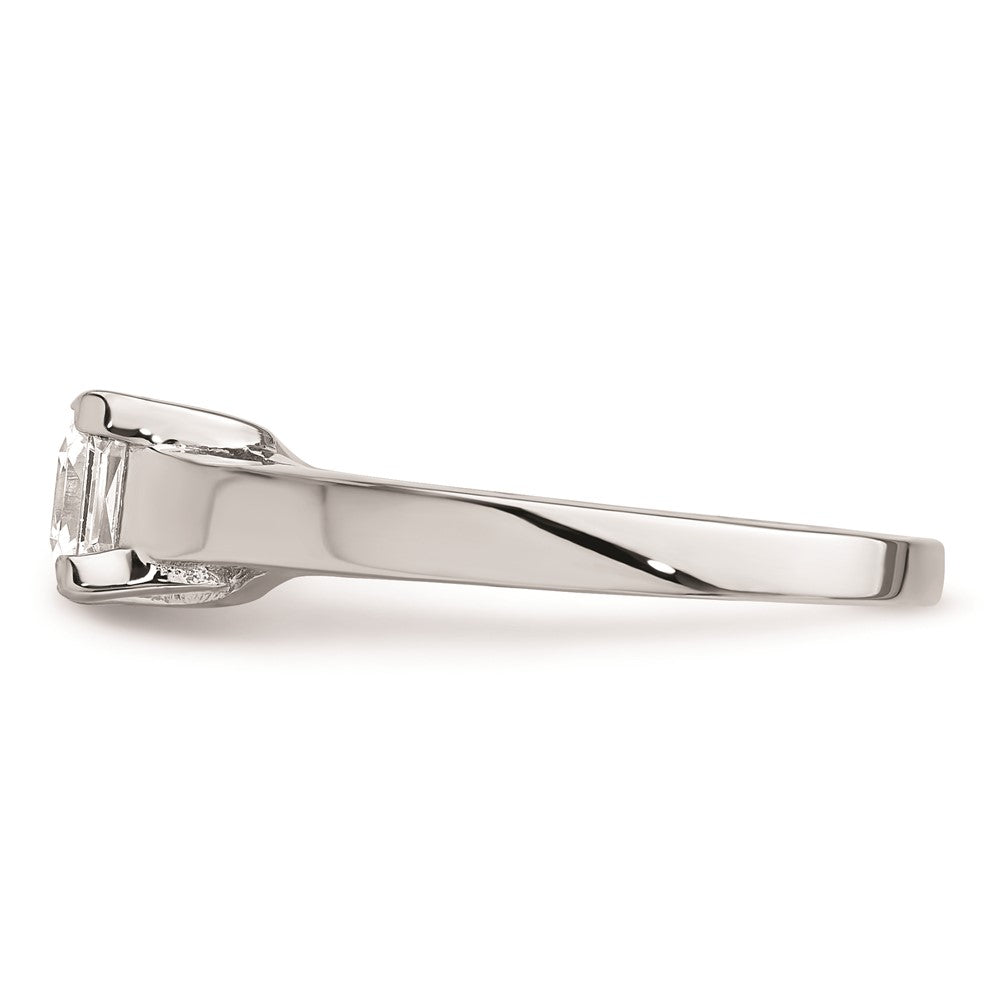 14k White Gold 1/2 carat (4.50mm) V-End Square Princess Solitaire Engagement Ring Mounting