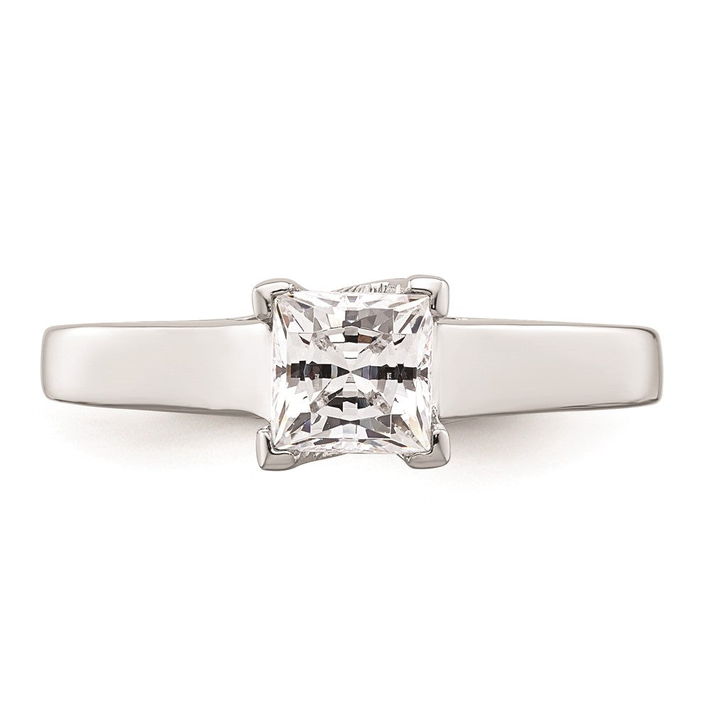 14k White Gold 1/2 carat (4.50mm) V-End Square Princess Solitaire Engagement Ring Mounting