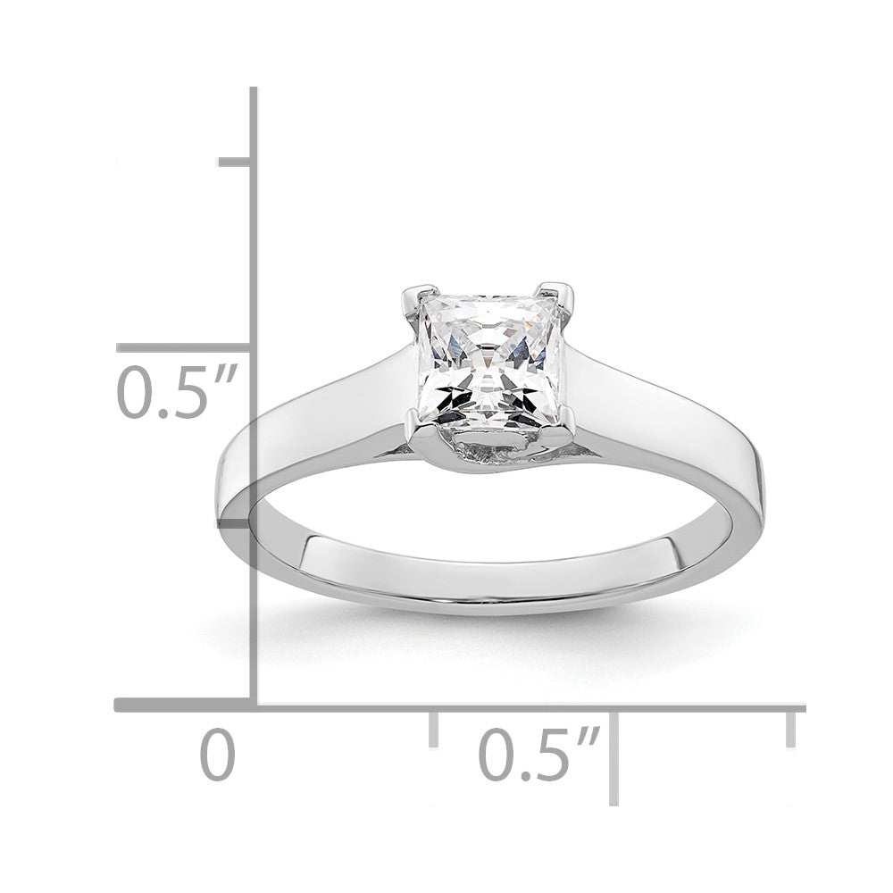 14k White Gold 1/2 carat (4.50mm) V-End Square Princess Solitaire Engagement Ring Mounting