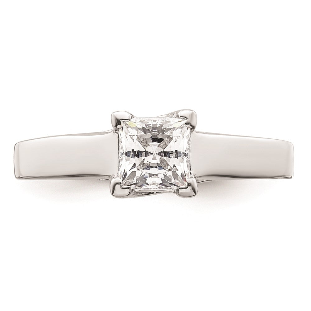 14k White Gold 3/4 carat (5.00mm) V-End Square Princess Solitaire Engagement Ring Mounting
