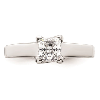 14k White Gold 3/4 carat (5.00mm) V-End Square Princess Solitaire Engagement Ring Mounting
