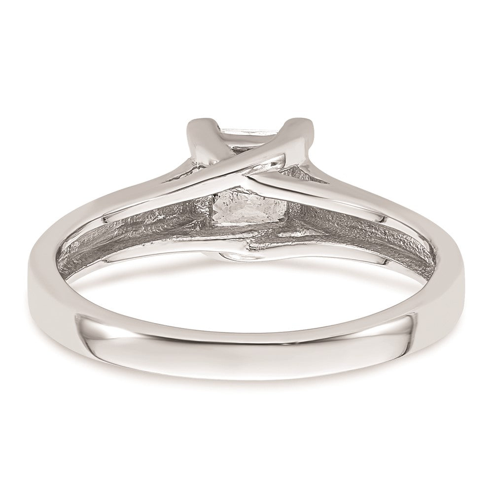 14k White Gold 3/4 carat (5.00mm) V-End Square Princess Solitaire Engagement Ring Mounting