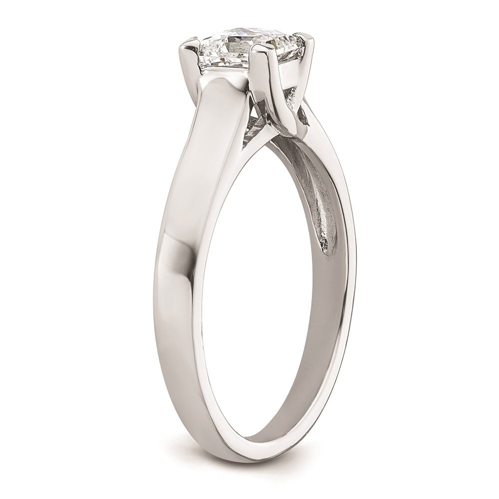 14k White Gold 3/4 carat (5.00mm) V-End Square Princess Solitaire Engagement Ring Mounting