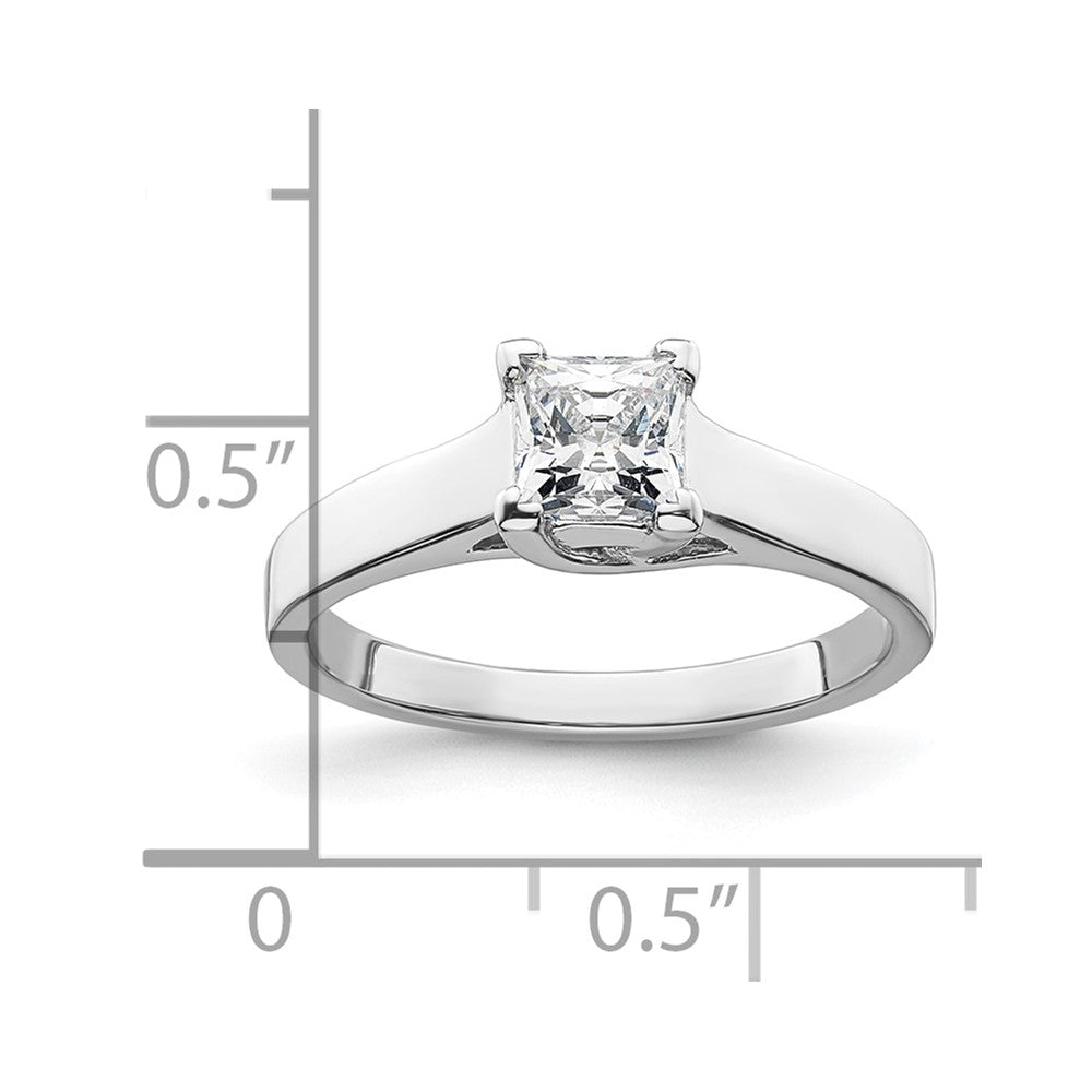 14k White Gold 3/4 carat (5.00mm) V-End Square Princess Solitaire Engagement Ring Mounting