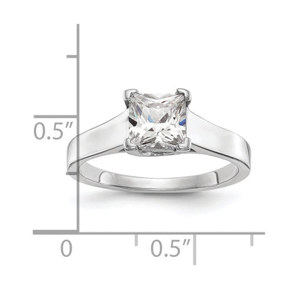 14k White Gold 1 carat (5.70mm) V-End Square Princess Solitaire Engagement Ring Mounting