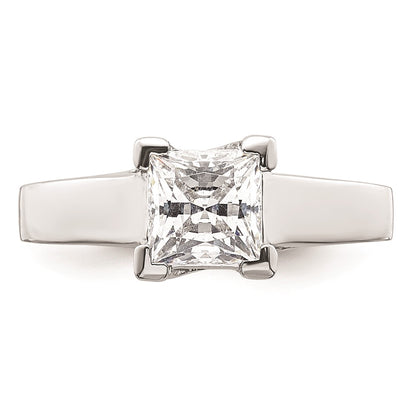 14k White Gold 1.25 carat (6.00mm) V-End Square Princess Solitaire Engagement Ring Mounting