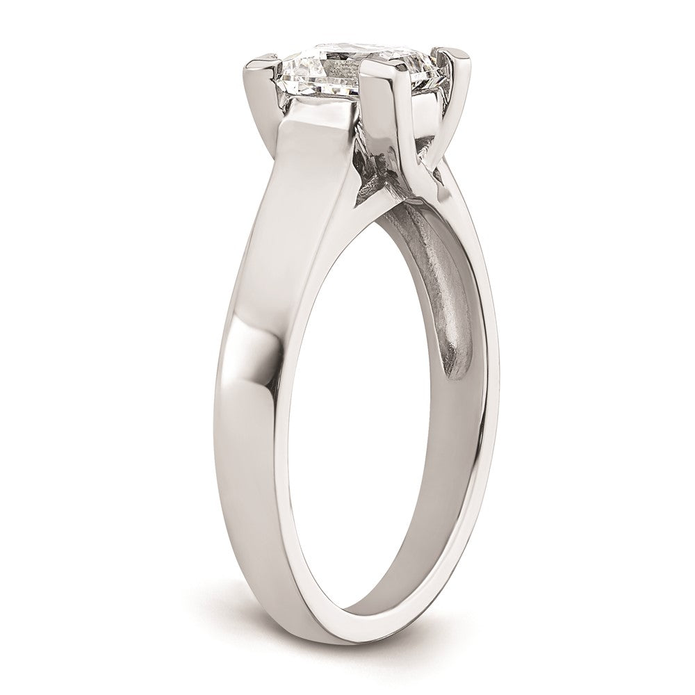 14k White Gold 1.25 carat (6.00mm) V-End Square Princess Solitaire Engagement Ring Mounting