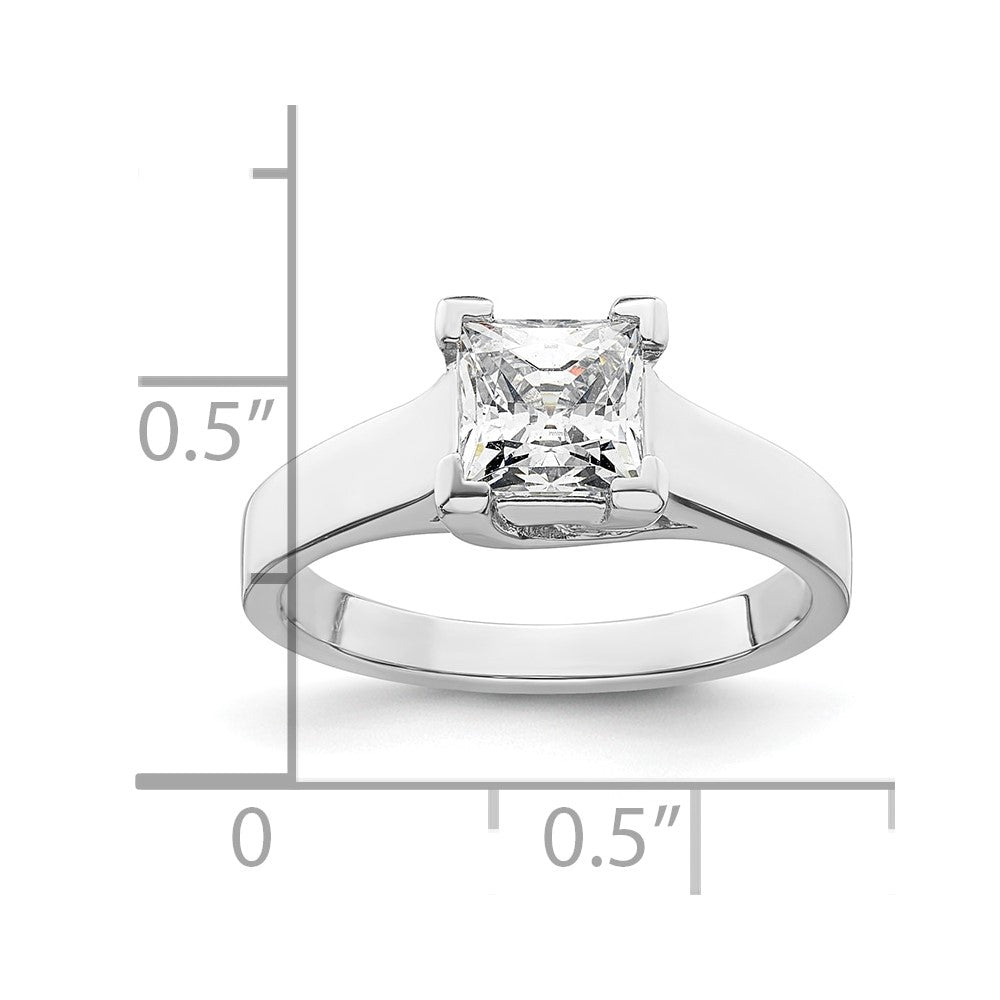 14k White Gold 1.25 carat (6.00mm) V-End Square Princess Solitaire Engagement Ring Mounting
