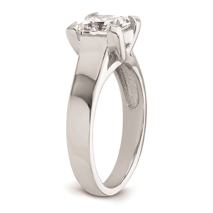 14k White Gold 2 carat (7.00mm) V-End Square Princess Solitaire Engagement Ring Mounting