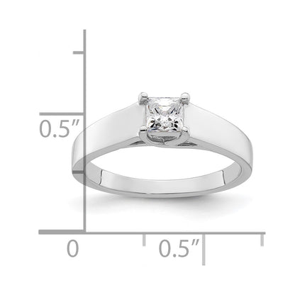 14k White Gold 1/3 carat (4.00mm) 4-Prong Square Princess Solitaire Engagement Ring Mounting