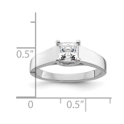 14k White Gold 3/4 carat (5.00mm) 4-Prong Square Princess Solitaire Engagement Ring Mounting