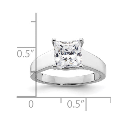 14k White Gold 1.5 carat (6.40mm) 4-Prong Square Princess Solitaire Engagement Ring Mounting