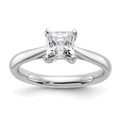 14k White Gold 3/4 carat (5.00mm) 4-Prong Square Princess Solitaire Engagement Ring Mounting