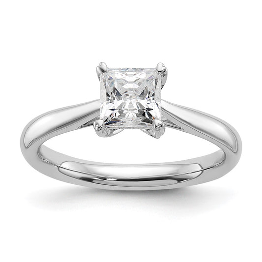 14k White Gold 3/4 carat (5.00mm) 4-Prong Square Princess Solitaire Engagement Ring Mounting