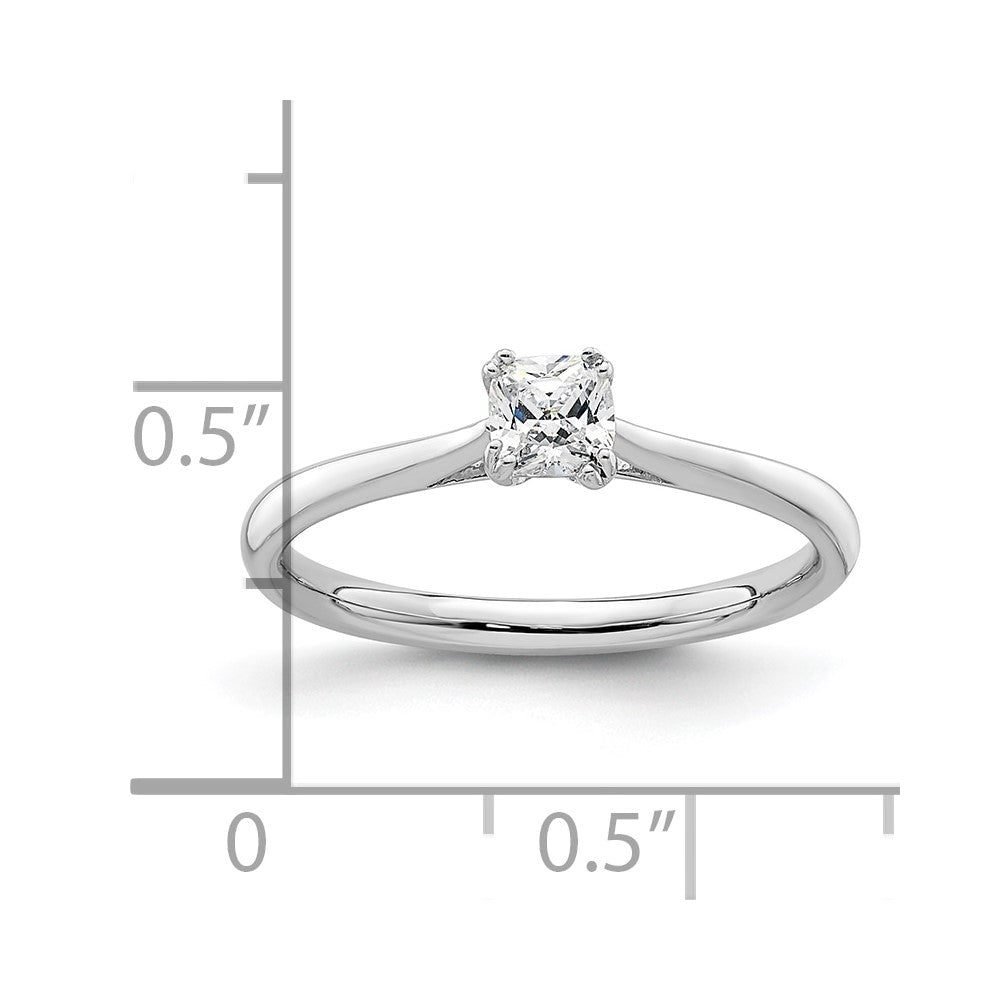 14k White Gold 1/3 carat (4.00mm) 4-Prong Cushion-cut Solitaire Engagement Ring Mounting