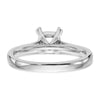 14k White Gold 3/4 carat (6.00mm) 4-Prong Cushion-cut Solitaire Engagement Ring Mounting