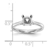 14k White Gold 3/4 carat (6.00mm) 4-Prong Cushion-cut Solitaire Engagement Ring Mounting