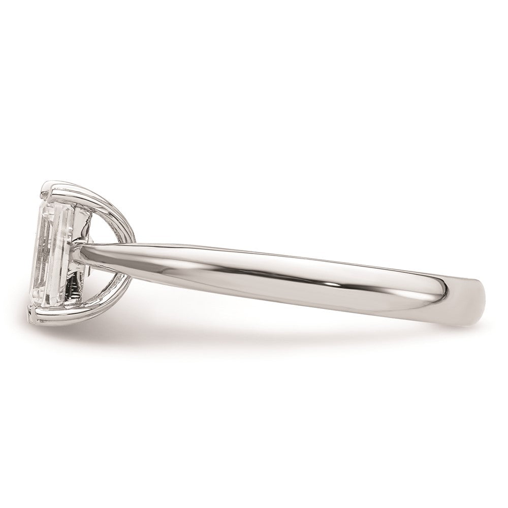 14k White Gold 3/4 carat (6.5x4.5mm) 4-Prong Emerald-cut Solitaire Engagement Ring Mounting