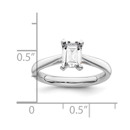 14k White Gold 3/4 carat (6.5x4.5mm) 4-Prong Emerald-cut Solitaire Engagement Ring Mounting