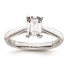 14k White Gold 3/4 carat (6.5x4.5mm) 4-Prong Emerald-cut Solitaire Engagement Ring Mounting