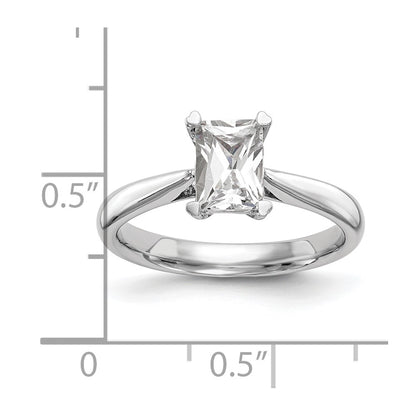 14k White Gold 1 carat (7x5mm) 4-Prong Emerald-cut Solitaire Engagement Ring Mounting