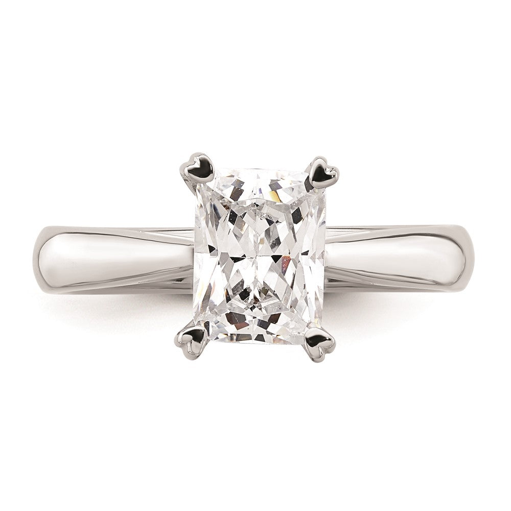 14k White Gold 1.5 carat (8x6mm) 4-Prong Emerald-cut Solitaire Engagement Ring Mounting