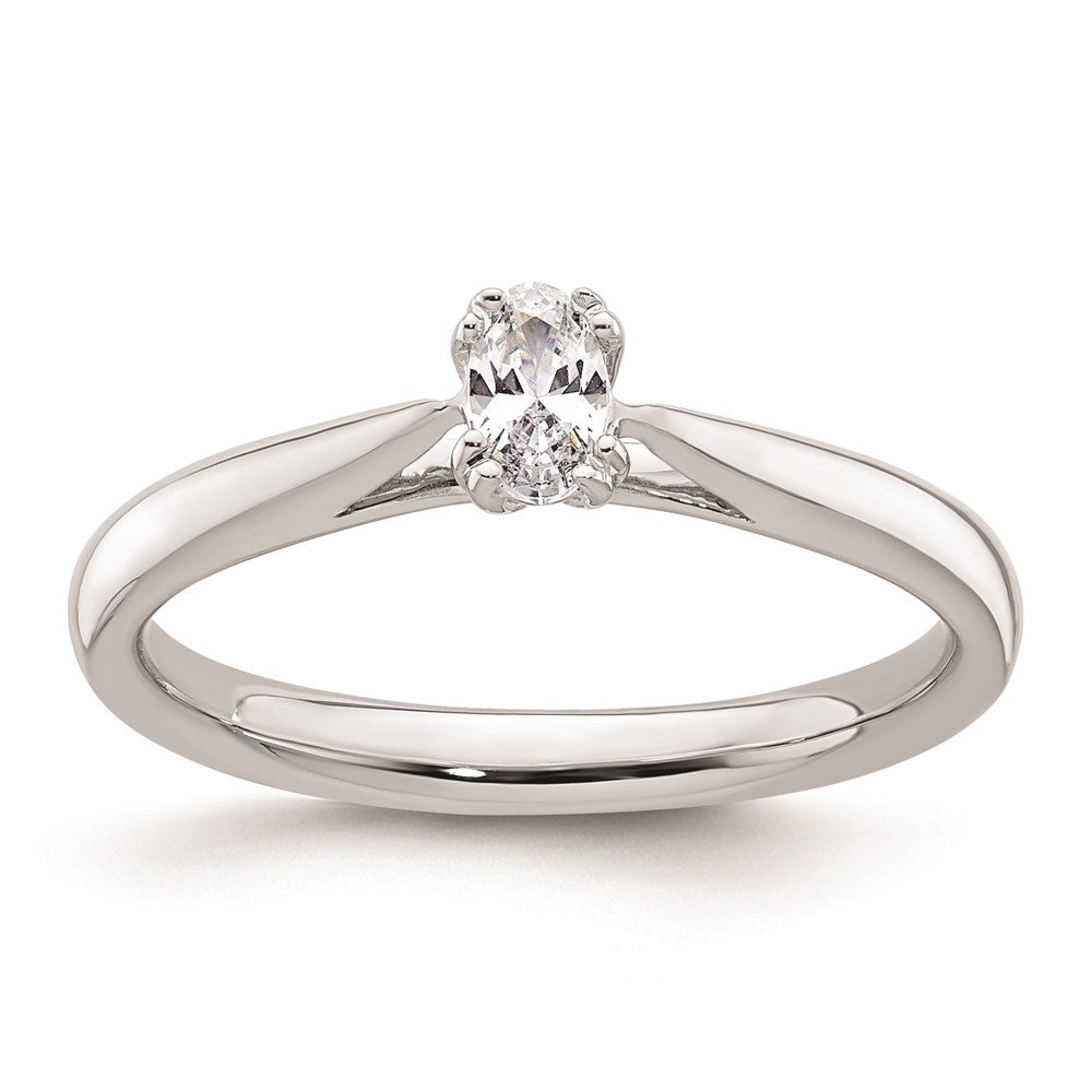14k White Gold 1/3 carat (5.5x3.5mm) 4-Prong Oval Solitaire Engagement Ring Mounting