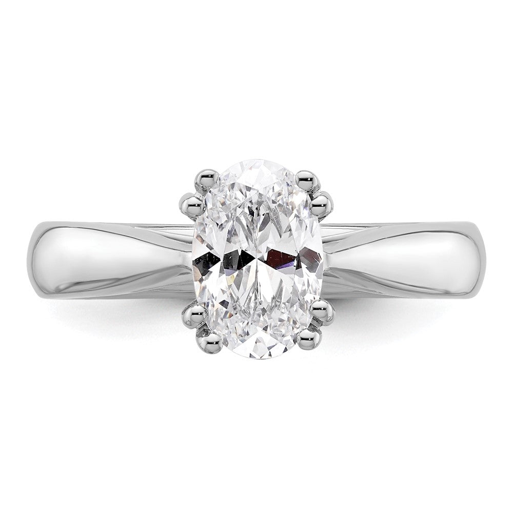 14k White Gold 2 carat (8.5x6.5mm) 4-Prong Oval Solitaire Engagement Ring Mounting
