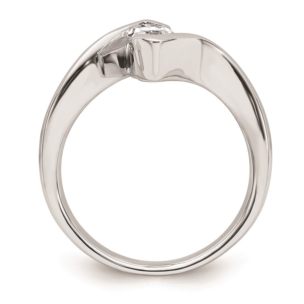 14k White Gold (Holds 3/4 carat (9.5x4.8mm) Marquise) Half-Bezel Bypass Solitaire Engagement Ring Mounting