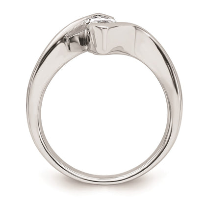 14k White Gold (Holds 3/4 carat (9.5x4.8mm) Marquise) Half-Bezel Bypass Solitaire Engagement Ring Mounting