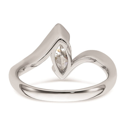 14k White Gold (Holds 3/4 carat (9.5x4.8mm) Marquise) Half-Bezel Bypass Solitaire Engagement Ring Mounting