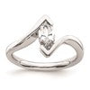 14k White Gold (Holds 3/4 carat (9.5x4.8mm) Marquise) Half-Bezel Bypass Solitaire Engagement Ring Mounting