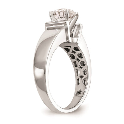 14k White Gold Peg Set 7.2mm Wide Solitaire Engagement Ring Mounting