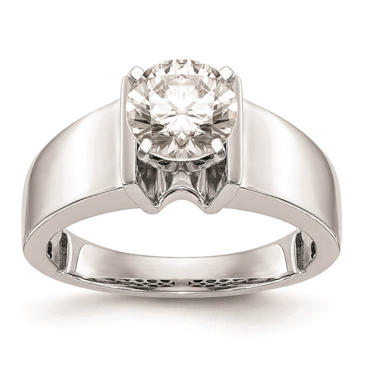 14k White Gold Peg Set 7.2mm Wide Solitaire Engagement Ring Mounting