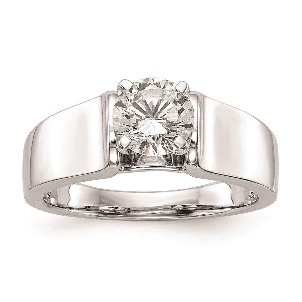 14k White Gold Peg Set 6.5mm Wide Solitaire Engagement Ring Mounting