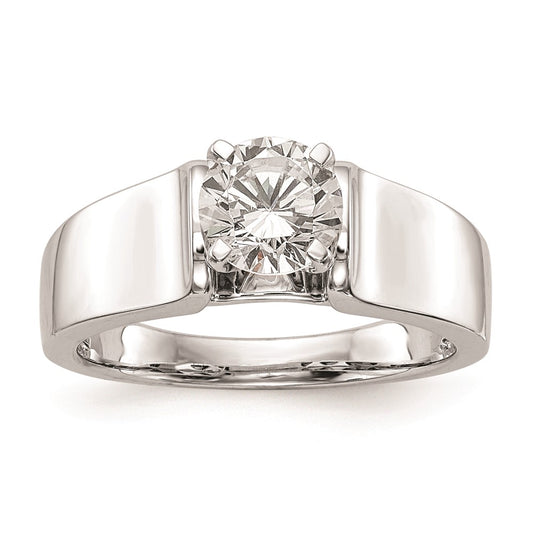 14k White Gold Peg Set 6.5mm Wide Solitaire Engagement Ring Mounting