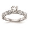 14k White Gold Etched Peg Set Solitaire Engagement Ring Mounting