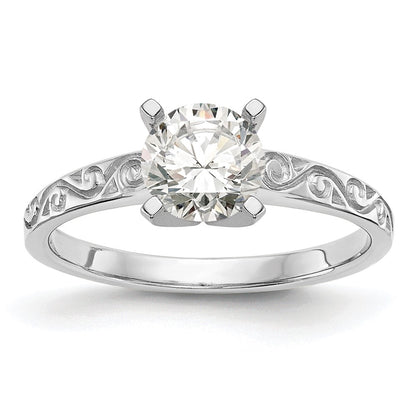 14k White Gold Peg Set Vintage Solitaire Engagement Ring Mounting