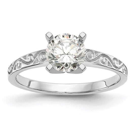 14k White Gold Peg Set Vintage Solitaire Engagement Ring Mounting