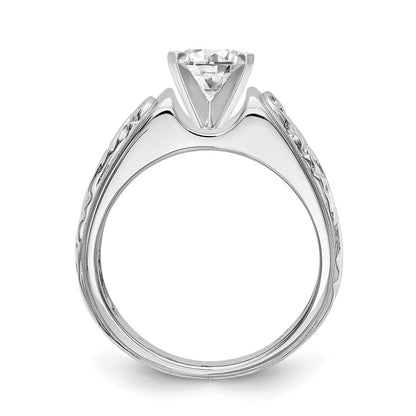 14k White Gold Peg Set Vintage Solitaire Engagement Ring Mounting