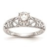 14k White Gold Peg Set Filigree Heart Design Solitaire Engagement Ring Mounting