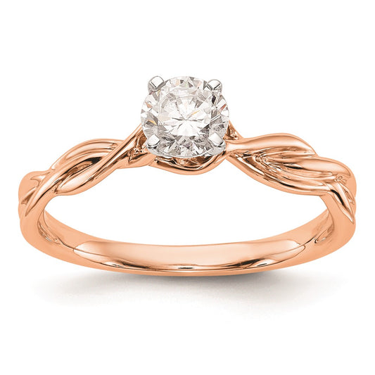 14k Rose Gold Peg Set Twist Solitaire Engagement Ring Mounting