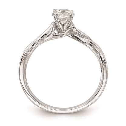 14k White Gold Peg Set Twist Solitaire Engagement Ring Mounting