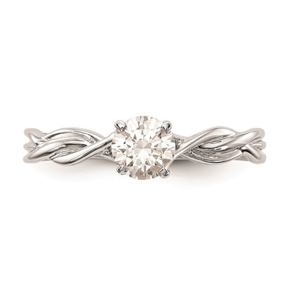 14k White Gold Peg Set Twist Solitaire Engagement Ring Mounting