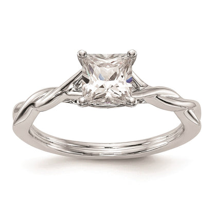 14k White Gold Twist Solitaire Peg Set Engagement Ring Mounting