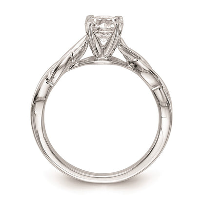 14k White Gold Twist Solitaire Peg Set Engagement Ring Mounting