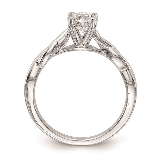 14k White Gold Twist Solitaire Peg Set Engagement Ring Mounting