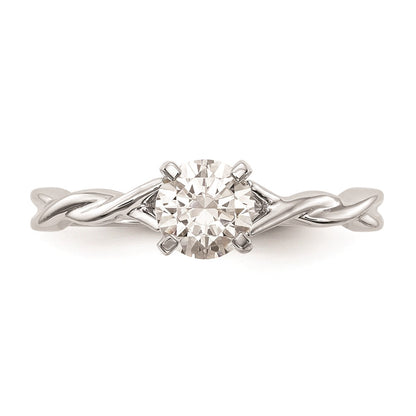14k White Gold Twist Solitaire Peg Set Engagement Ring Mounting