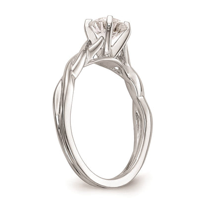 14k White Gold Twist Solitaire Peg Set Engagement Ring Mounting