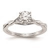 14k White Gold Twist Solitaire Peg Set Engagement Ring Mounting